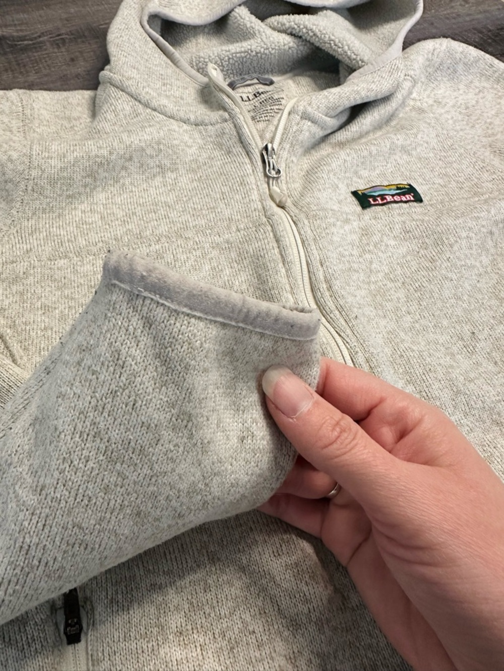 Durable L.L. Bean Light Gray Full-Zip Hooded Polyester Jacket Women’s Large - Picture 7 of 17